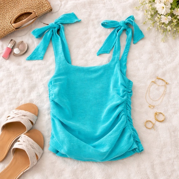 Free People Tops - Free People Aqua Bow-Tie Camisole